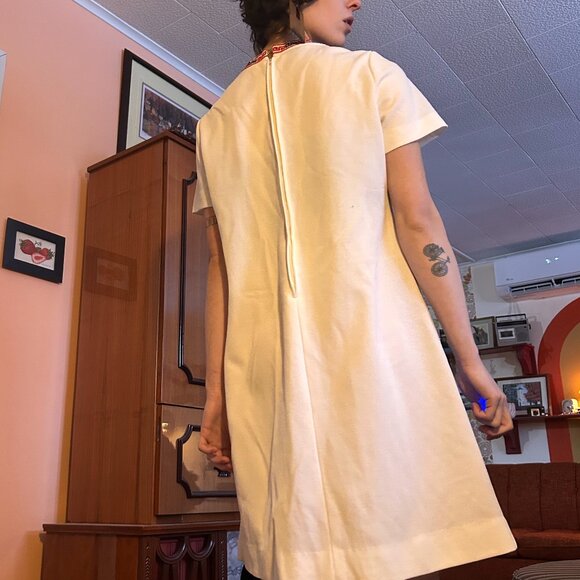 1960s MOD amy adams knits 60s mod embrodiered stripe hippie white dress! - Picture 9 of 16